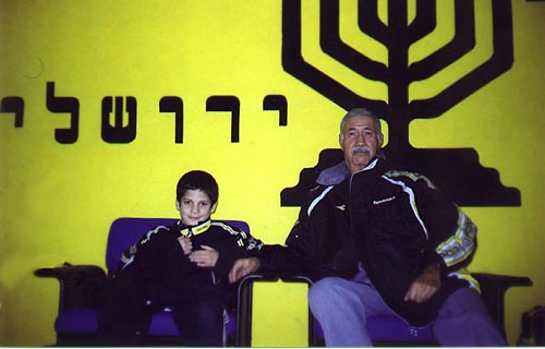[Meir with his grandson in Bayit Vagan]