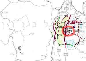[Map of Kiryat Shmona]